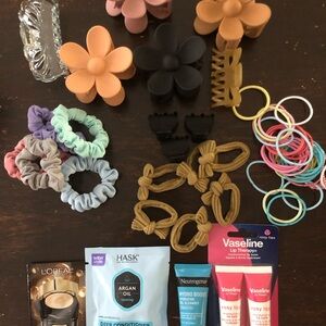 Assorted Hair Accessories & Lip Care Bundle - Pastel & Black